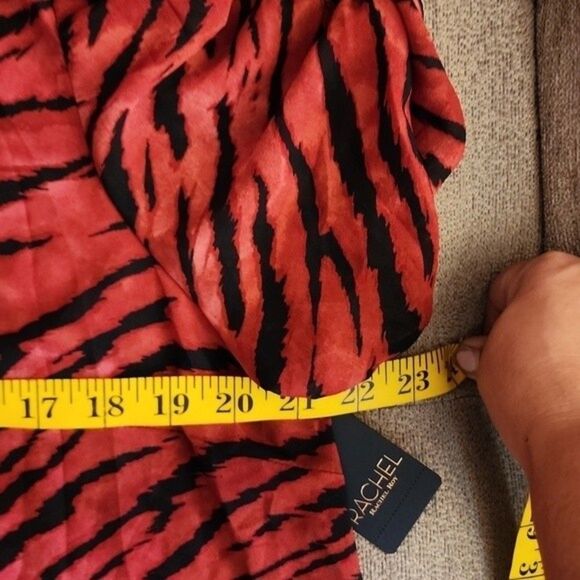 Rachel Roy red/black zebra print sheer top with puff sleeves NWT sz XXL - Picture 7 of 10